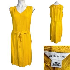 Liz Claiborne dress plus size XXL Yellow V-Neck sleeveless knee‎ length
